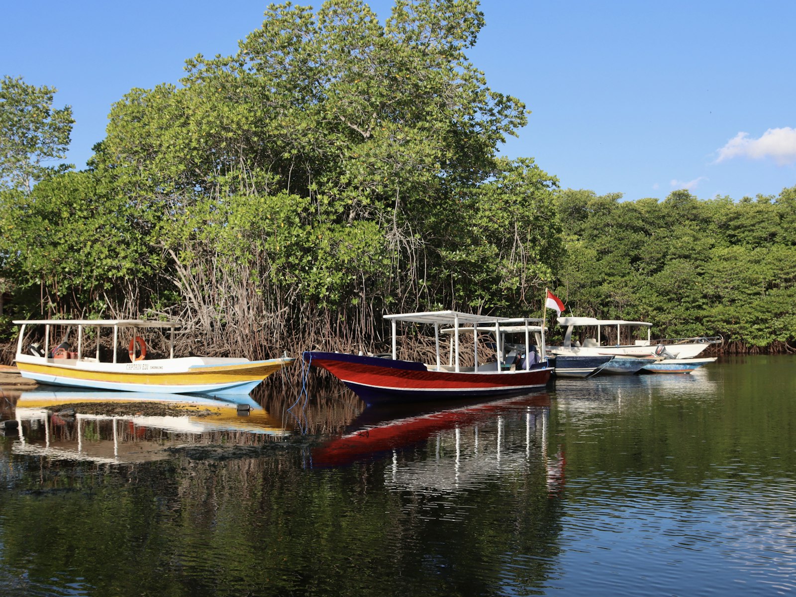 Community boats at the Bali living lab waterway